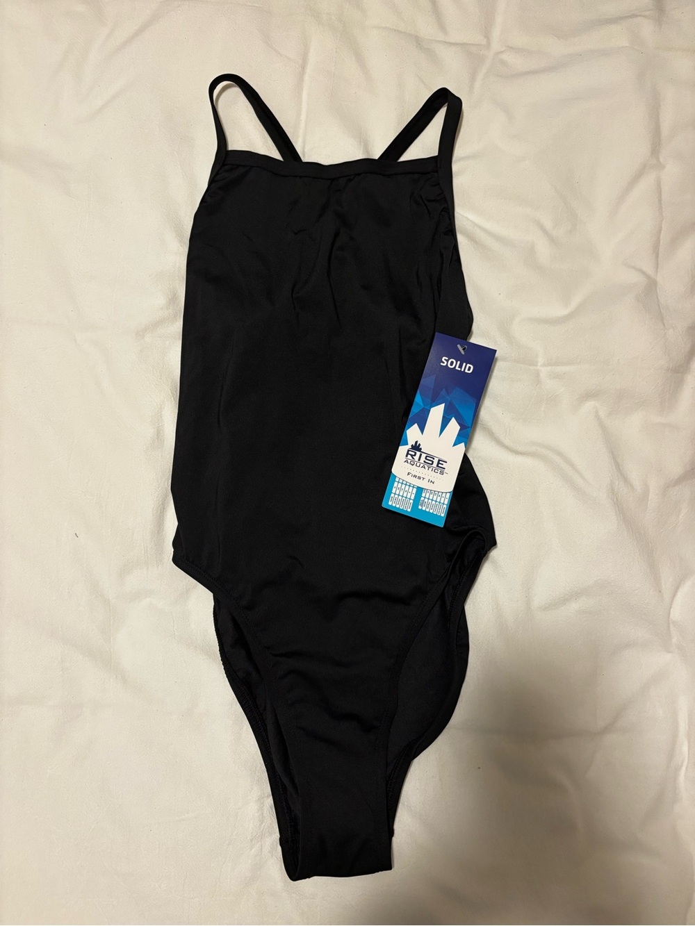 Solid Black One-Piece Swim Suit with Thin Straps